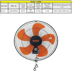 Quạt treo tường Senko T1886