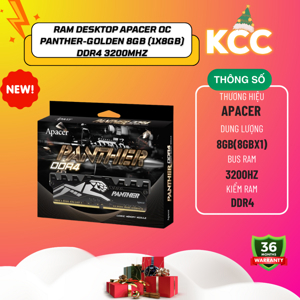 Ram Apacer Panther-Golden 8GB(1x8GB) DDR4 3200Mhz AH4U08G32C28Y7GAA-1