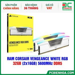 Ram Corsair Vengeance RGB 32GB (2x16GB) 5600 DDR5 White (CMH32GX5M2B5600C36W)