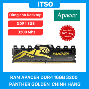 Ram Desktop Apacer OC Panther Golden (AH4U16G32C28Y7GAA-1) 16GB (1x16GB) DDR4 3200Mhz