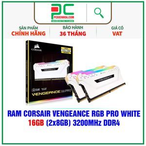 Ram Desktop Corsair Vengeance PRO RGB White (CMW16GX4M2E3200C16W) 16GB (2x8GB) DDR4 3200MHz