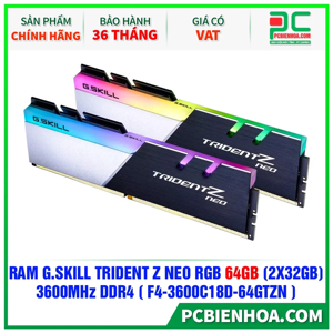 Ram Desktop G.Skill Trident Z Neo 64GB (2x32GB) DDR4 3600MHz (F4-3600C18D-64GTZN)