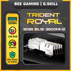 Ram Desktop G.Skill Trident Z Royal RGB Silver 16GB (2x8GB) DDR4 3600MHz (F4-3600C18D-16GTRS)