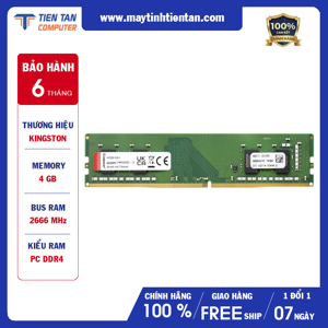 Ram Desktop Kingston 4GB (1x4GB) DDR4 2666MHz (KVR26N19S6/4)