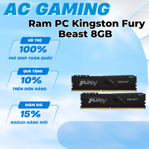 Ram Desktop Kingston Fury Beast (KF432C16BB/8) 8GB (1x8GB) DDR4 3200Mhz