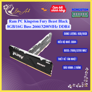Ram Desktop Kingston Fury Beast (KF432C16BB/8) 8GB (1x8GB) DDR4 3200Mhz
