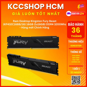 Ram Desktop Kingston Fury Beast (KF432C16BB/8) 8GB (1x8GB) DDR4 3200Mhz