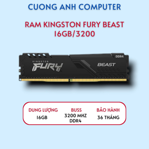 Ram Desktop Kingston Fury Beast KF432C16BB1/16