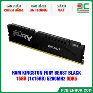 Ram Kingston Fury Beast 16GB (1x16GB) DDR5 5200MHz (KF552C40BB-16)