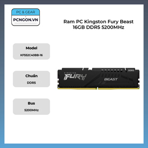 Ram Kingston Fury Beast 16GB (1x16GB) DDR5 5200MHz (KF552C40BB-16)