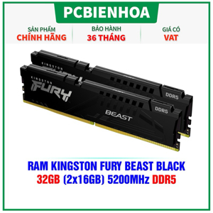 Ram Kingston Fury Beast 32GB (2x16GB) DDR5 5200Mhz