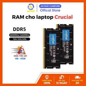 Ram laptop Crucial 8GB DDR5 bus 4800Mhz CL40 (CT8G48C40S5)