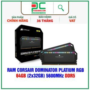 Ram PC Corsair Dominator Platinum RGB White 64GB 5600Mhz DDR5 (2x32GB)