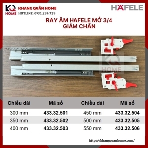 Ray Âm EPC EVO Mở 3/4 Giảm Chấn 350mm Hafele 433.32.502