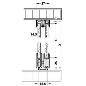 Ray đôi trượt dưới  Hafele 2500mm  415.11.622