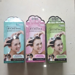 Sản phẩm nhuộm tóc dạng dầu gội Richenna 60g x 3