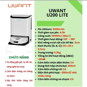 Robot hút bụi lau nhà Uwant U200