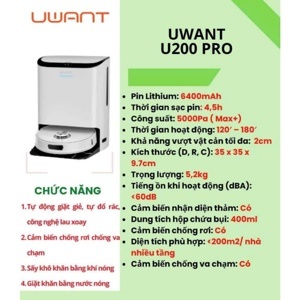 Robot hút bụi lau nhà Uwant U200