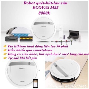Robot lau nhà hút bụi Ecovacs Deebot M88