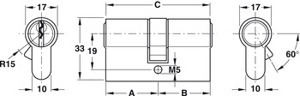 Ruột khóa cho ban công Hafele 916.96.017