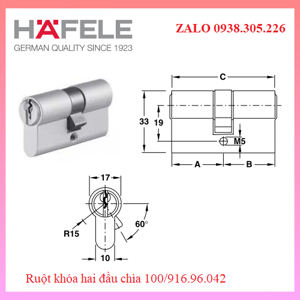 Ruột khóa hai đầu chìa HAFELE 916.96.042