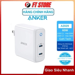Sạc Anker PowerPort Atom PD 2 (GaN Tech) 60W (2 PD) - A2029
