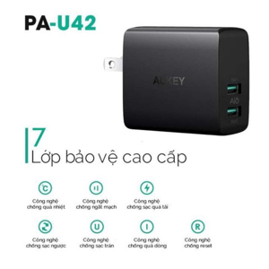 Sạc Aukey PA-U42 - 2 cổng AiPower, 24W