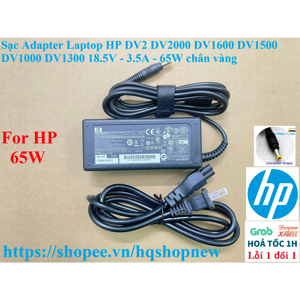 Sạc chân vàng Laptop HP DV1600 65W