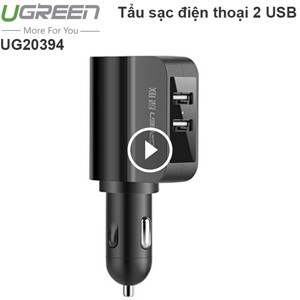 Sạc điện thoại trên ô tô 2 cổng USB 1A và 2.4A Ugreen 20394