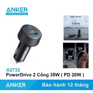 Sạc ô tô Anker PowerDrive PD+2 A2721 - 2 cổng, 33W