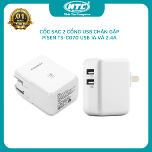 Sạc Pisen Dual USB iPad Charger 2.4 A TS-C070 (JU.037)