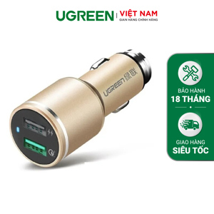 Sạc trên ô tô 2 cổng 2.4A/QC3.0 Ugreen CD130 – 30514