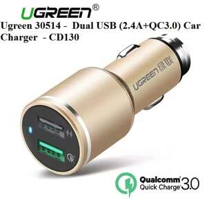 Sạc trên ô tô 2 cổng 2.4A/QC3.0 Ugreen CD130 – 30514