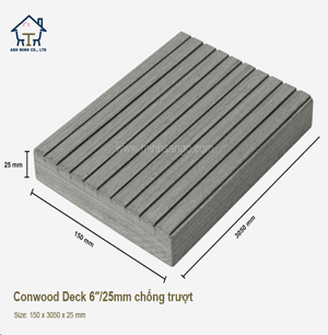 Sàn gỗ Conwood Deck 6”/25mm chống trượt