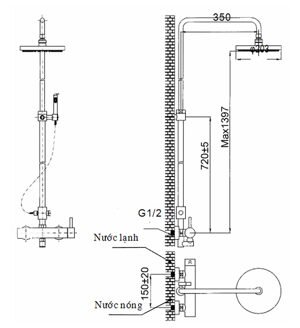 Sen tắm tắm buồng vách kính cao cấp Inax BFV-70S