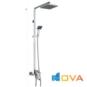 Sen cây tắm nóng lạnh thân vuông đồng thau xi mạ crome Navier NV-809