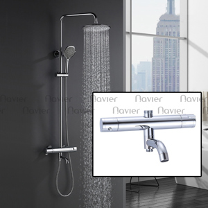 Sen cây tắm nóng lạnh tròn đồng thau xi mạ crome Navier NV-811 (tăng giảm nhiệt)