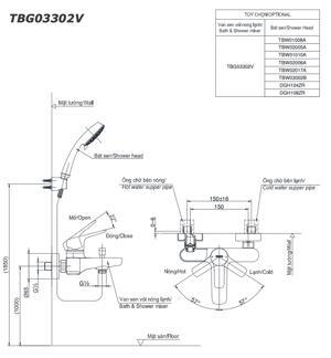 Sen tắm nóng lạnh Toto TBG03302V/TBW02006A