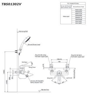 Sen tắm nóng lạnh Toto TBS01302V/TBW01008A