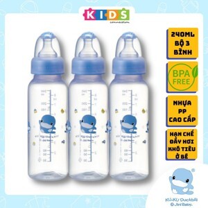 Set 3 bình sữa cổ hẹp 240ml KUKU KU5922 actbonus