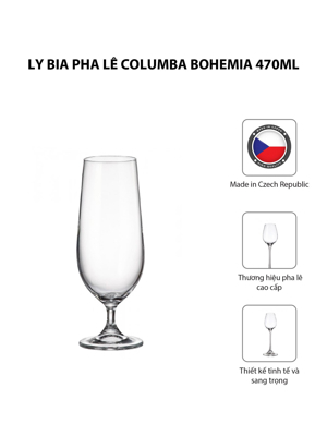 Set 6 ly vang Bohemia Columba 650 ml