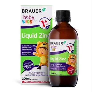 Siro bổ sung kẽm cho trẻ trên 1 tuổi Brauer Baby & Kids Liquid Zinc 200ml