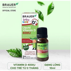 Siro bổ sung Vitamin D Brauer Baby and Kids Liquid Vitamin D 400IU 10ml