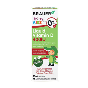 Siro bổ sung Vitamin D Brauer Baby and Kids Liquid Vitamin D 400IU 10ml