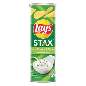 Snack khoai tây vị kem chua và hành tây Lay’s Stax lon 110g