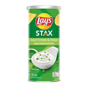 Snack khoai tây vị kem chua và hành tây Lay’s Stax lon 110g