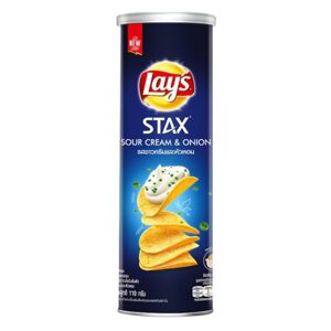 Snack khoai tây vị kem chua và hành tây Lay’s Stax lon 110g