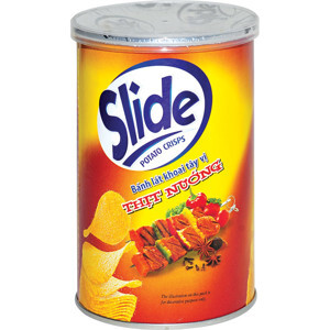 Snack khoai tây vị thịt nướng Slide lon 75g