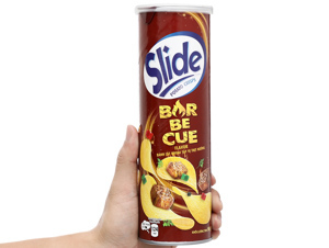 Snack khoai tây vị thịt nướng Slide lon 100g