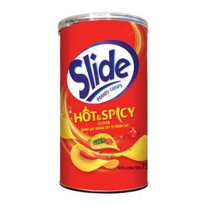 Snack khoai tây vị thơm cay Slide lon 75g